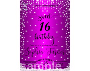 Purple Diamonds Sweet 16 Invitations,Purple Sparkle Diamonds Quinceanera Invitations,(016swee)